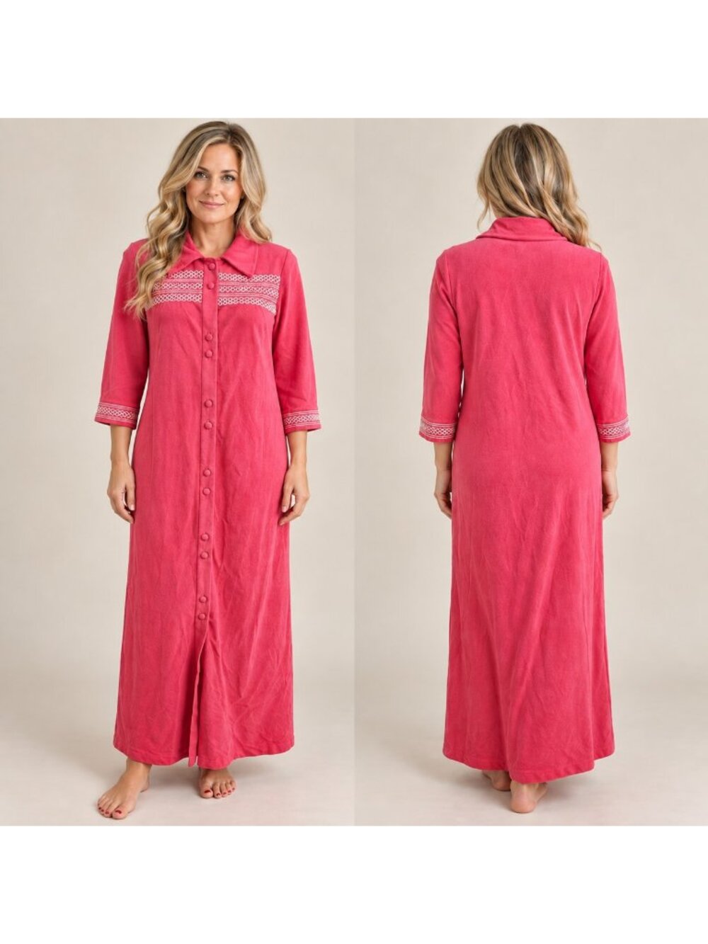 Sears Perma Press Nightgown Approx Size Large Pink Embroidered